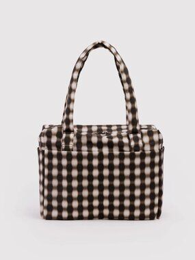 Baggu Small Cloud Carry On in Blurred Gingham Brown